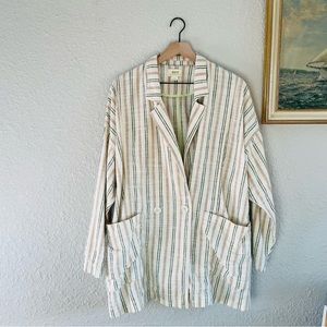 Anthropologie Maeve Neutral Thea Striped Blazer